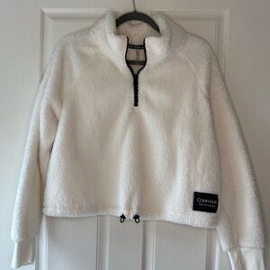 Calvin Klein Performance White Fleece Jacket cropped pullover size large